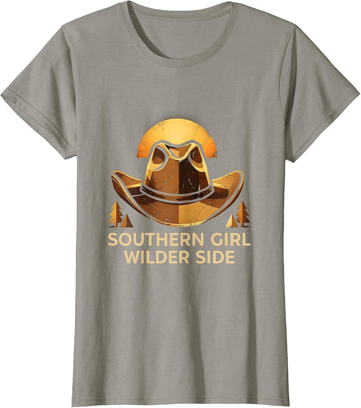Women's Southern Girl Wilder Side Cowboy Design T-Shirt - Slate Grey