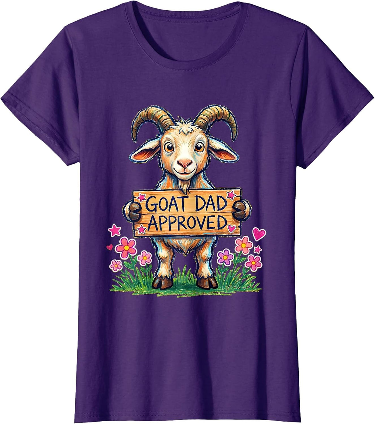 Women's Goat Dad Approved Funny Goat Lover Design T-Shirt - Purple