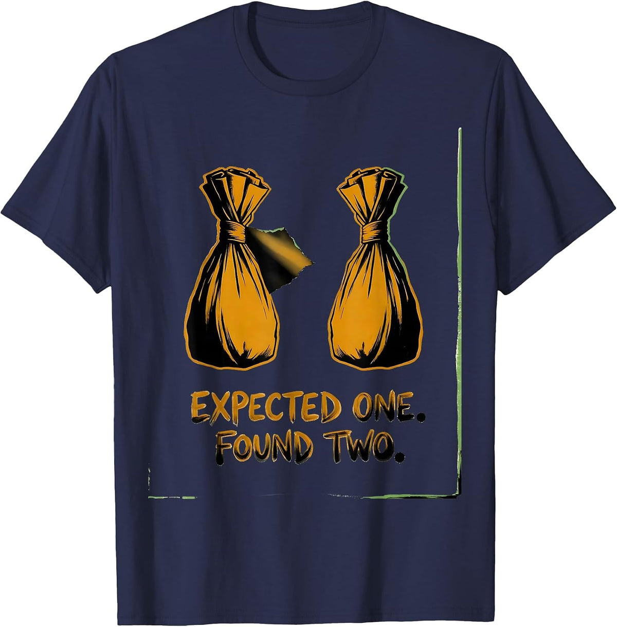 Men's Expected One Found Two Playful Twin Pregnancy Mama T-Shirt - Navy Blue