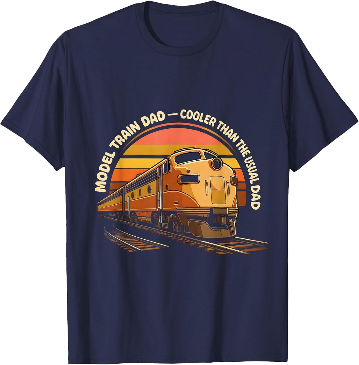 Men's Model Train Dad — Cooler Than The Usual Dad Retro T-Shirt - Navy Blue