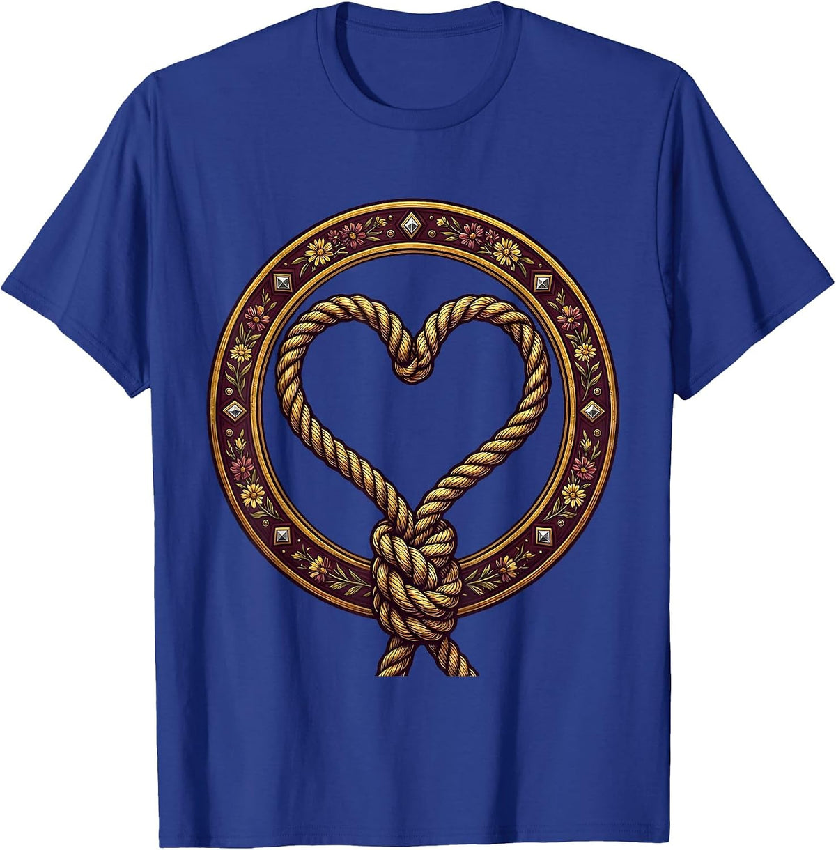 Western Lasso Heart Graphic Tee T-Shirt - Royal Blue