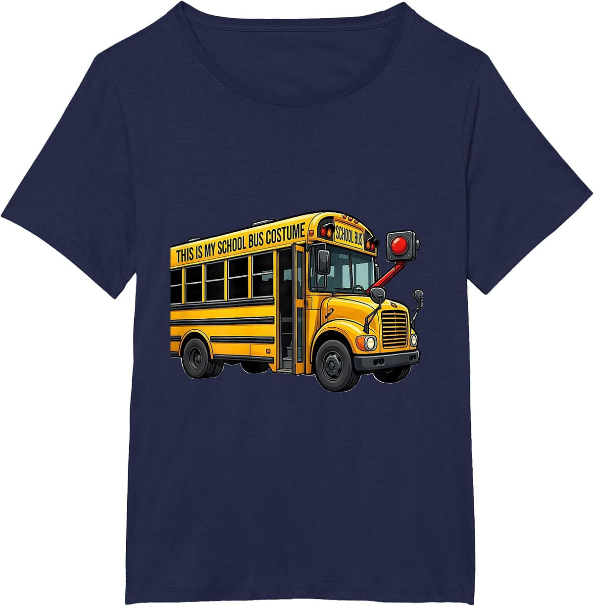 Women's This Is My School Bus Costume Funny Halloween Costume T-Shirt - Navy Blue