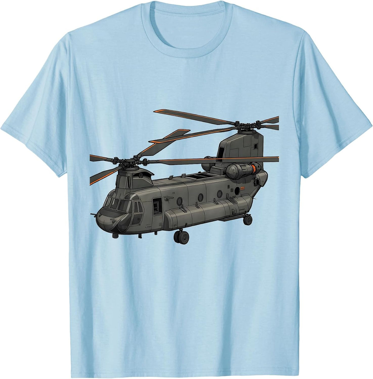 Men's Exploded Tandem-Rotor Helicopter Military Enthusiast T-Shirt - Baby Blue