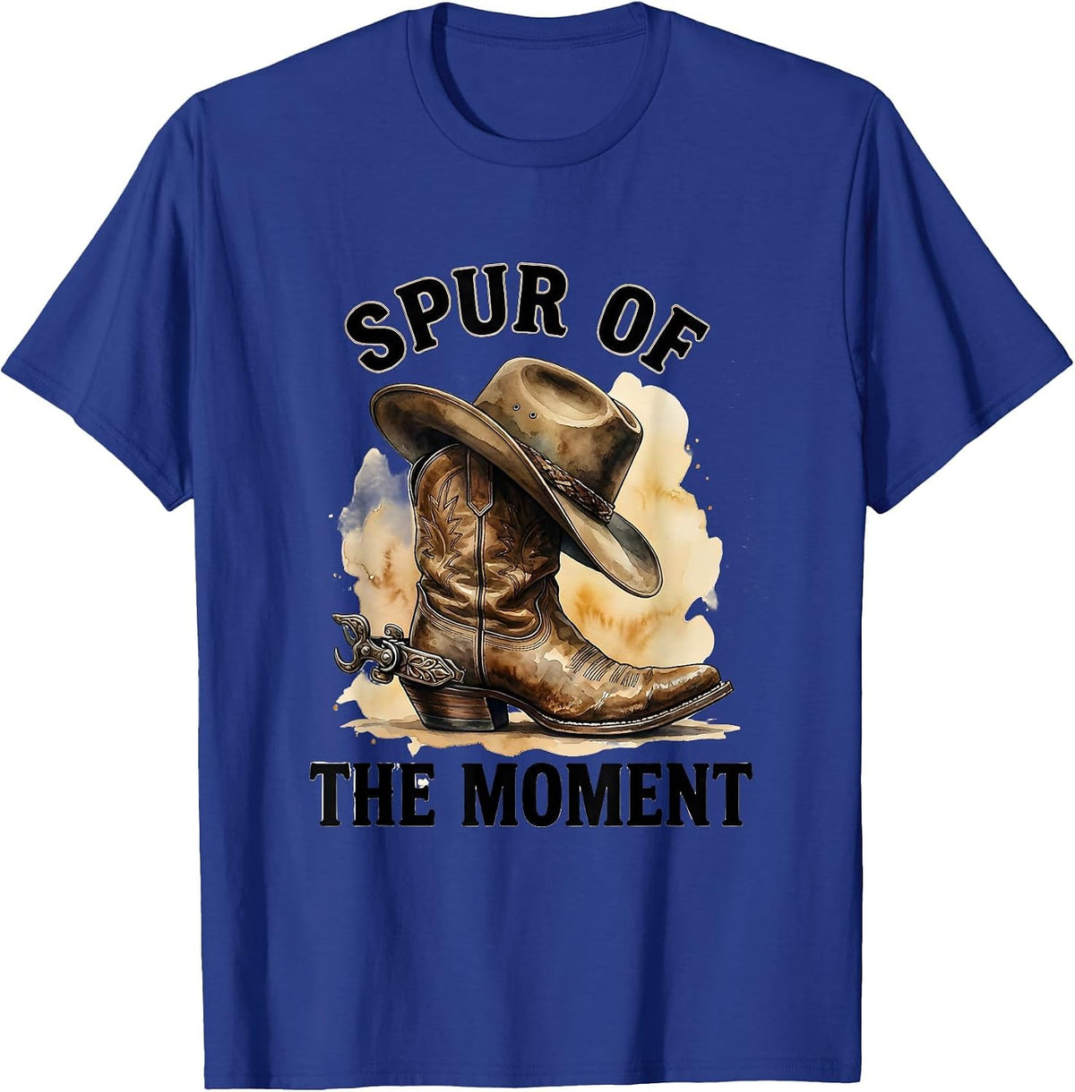 Spur of the Moment Cowboy Western Design T-Shirt - Royal Blue