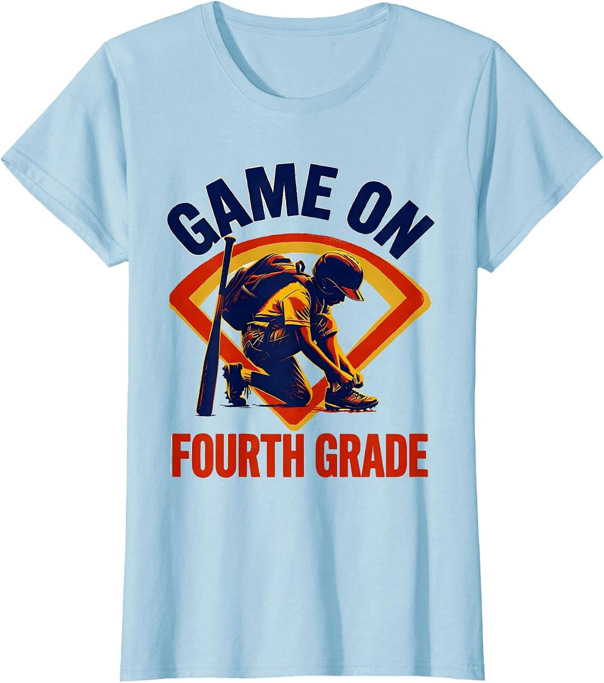 Game On Fourth Grade Screenprint Poster Back To School T-Shirt - Baby Blue