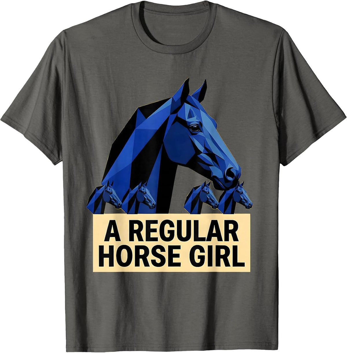 A Regular Horse Girl Geometric Equestrian Humor T-Shirt - Asphalt Grey