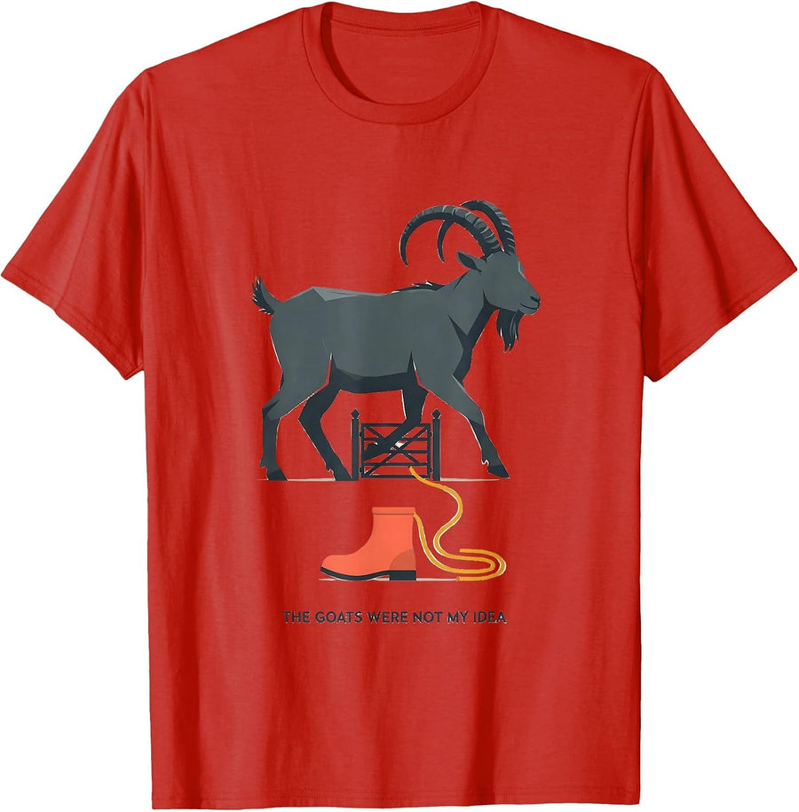 Men's The Goats Were Not My Idea Funny Goat Lover Farm Humor T-Shirt - Red