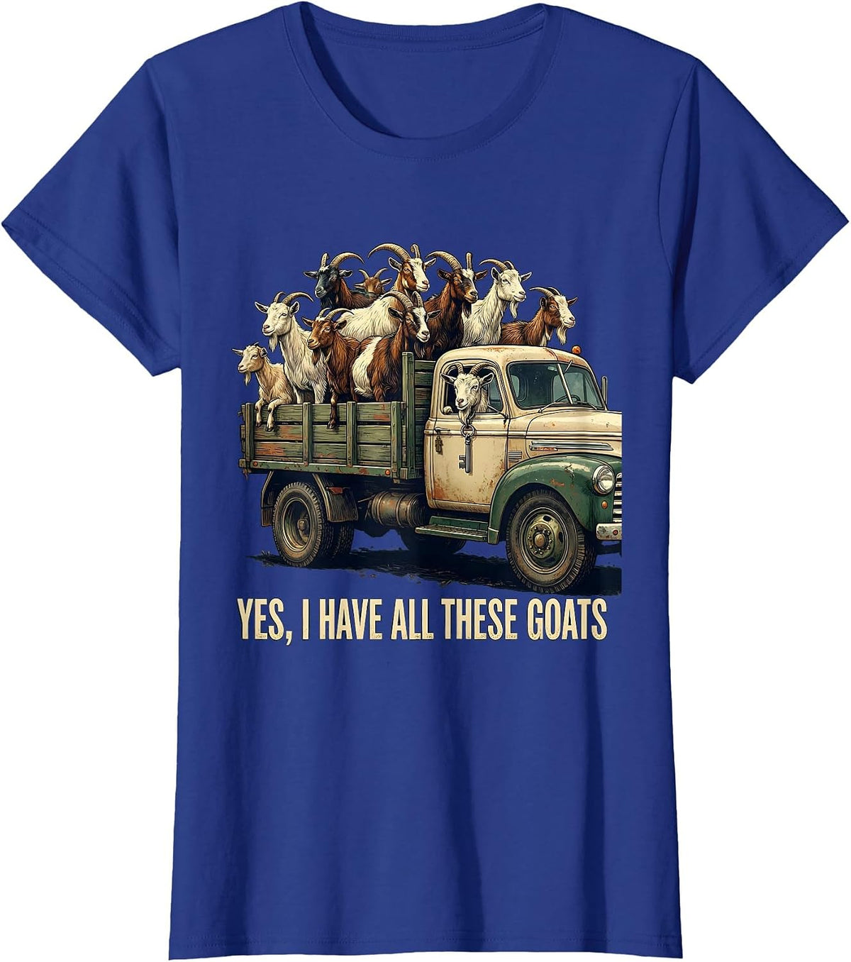 Women's Yes I Have All These Goats Vintage Funny Goat Lover Farmer T-Shirt - Royal Blue