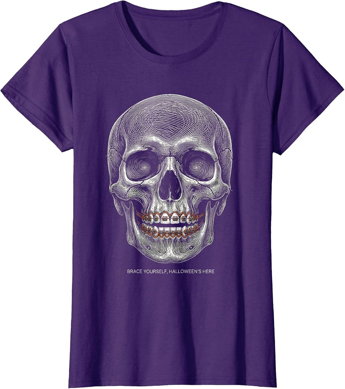 Women's Brace Yourself Halloween Is Here Dental Design T-Shirt - Purple