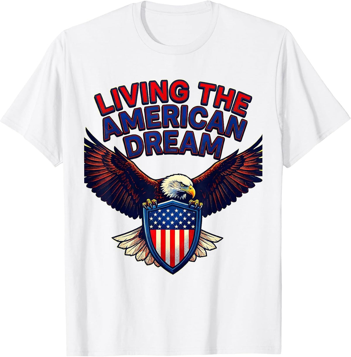 Men's Living the American Dream Patriotic Design T-Shirt - White