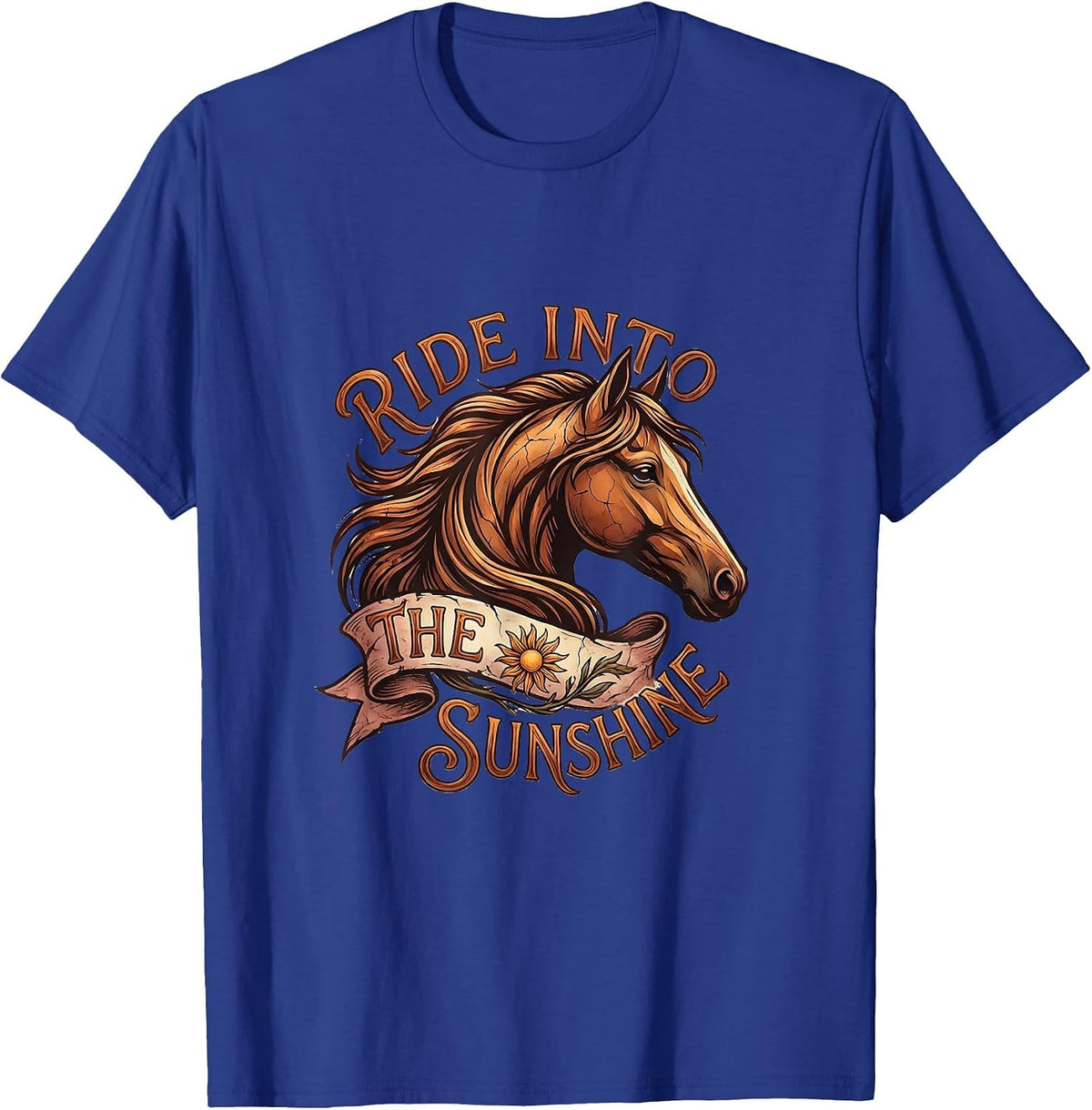 Ride Into the Sunshine Horse Lover Summer Design T-Shirt - Royal Blue