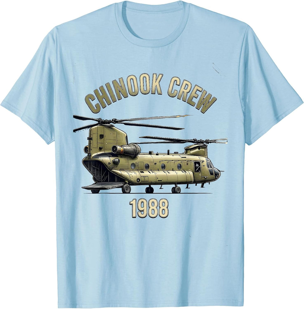 Men's Chinook Crew 1988 Symmetrical Insignia Vietnam Veteran T-Shirt - Baby Blue