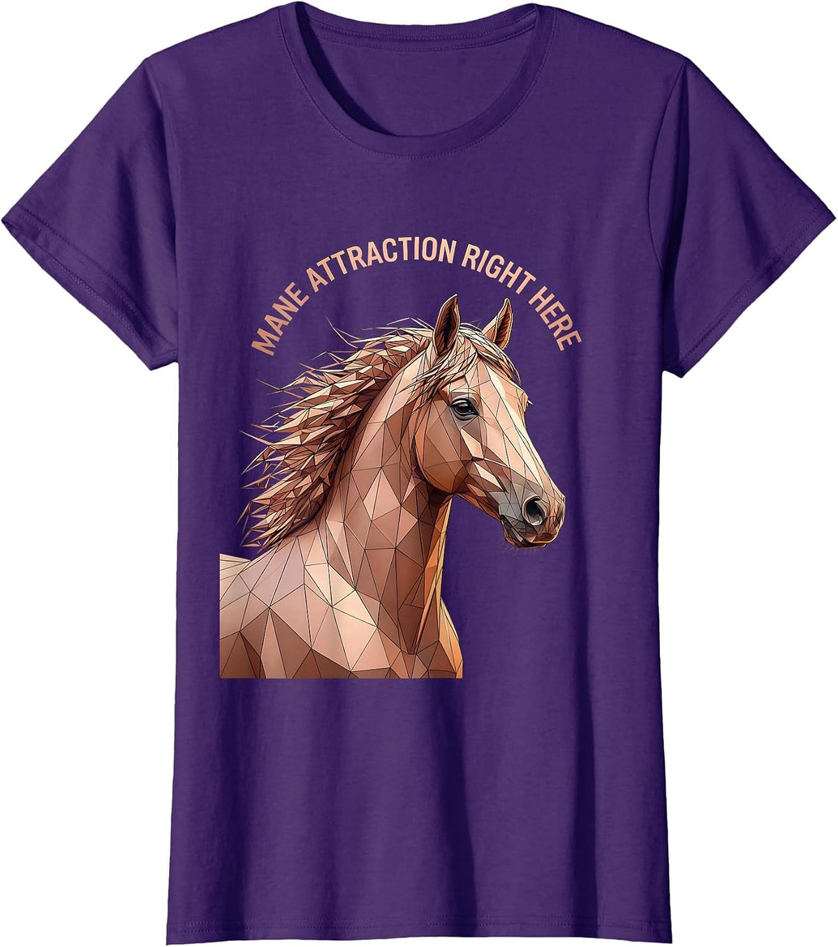 Women's Mane Attraction Here Horse Lover Design T-Shirt - Purple