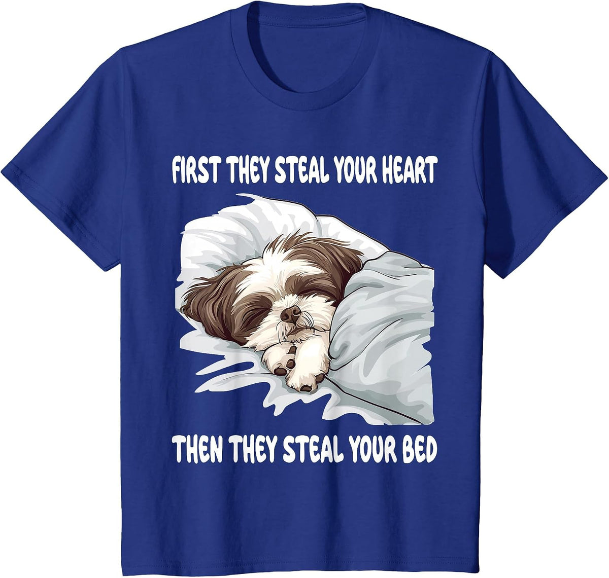 Shih Tzu Sleeping Pajamas Nightgown T-Shirt - Royal Blue