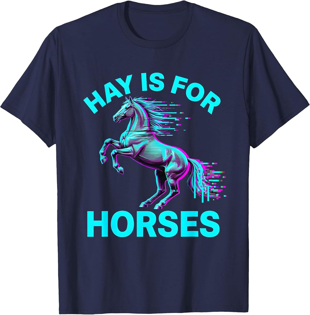 Men's Hay Is For Horses Funny Equestrian Design T-Shirt - Navy Blue