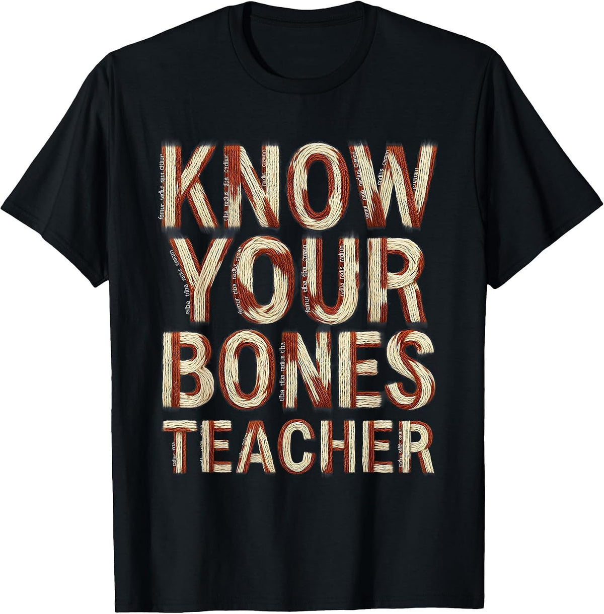 Men's Know Your Bones Halloween Teacher Skeleton Design T-Shirt - Black