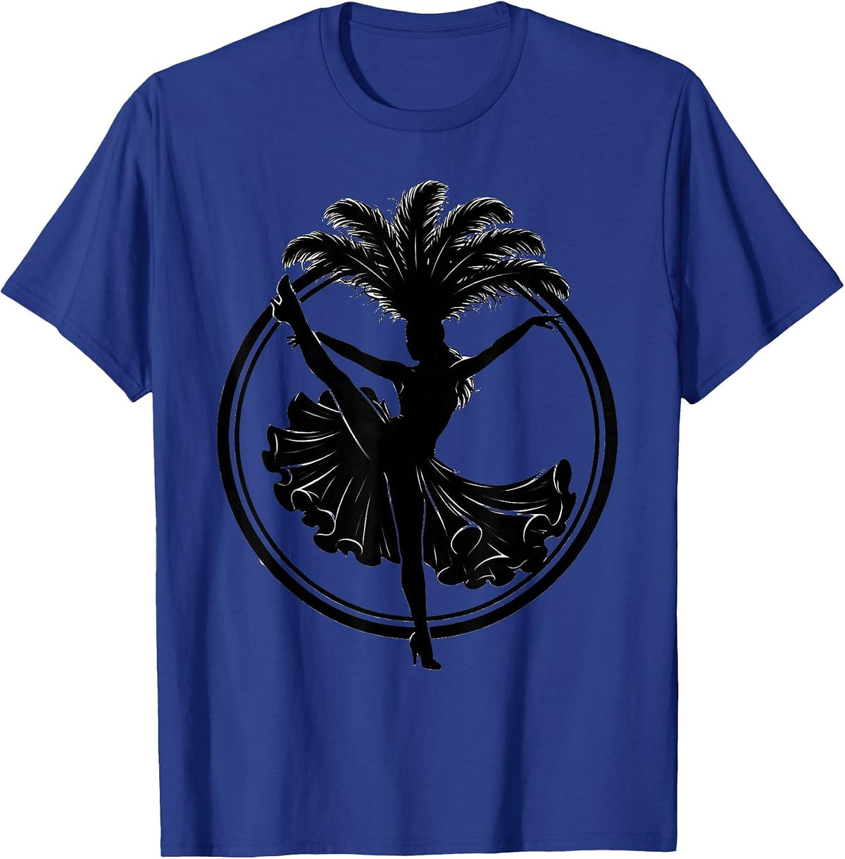 Showgirl High Kick Sequined Costume Graphic T-Shirt - Royal Blue