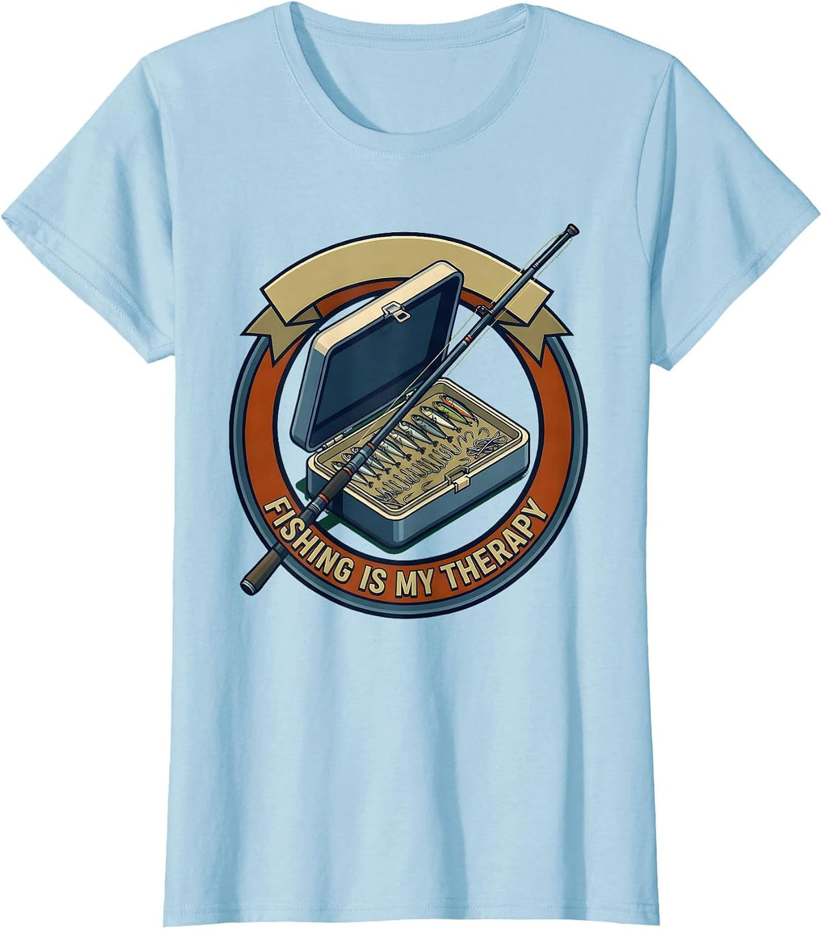 Fishing Is My Therapy Angler Design T-Shirt - Baby Blue