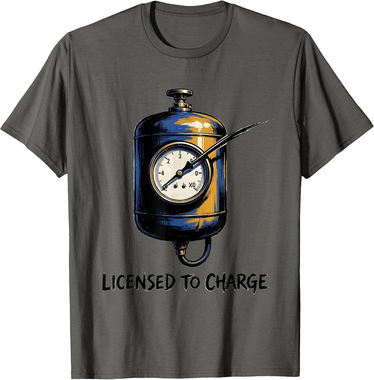 Licensed To Charge Funny HVAC Technician Charging Pride T-Shirt - Asphalt Grey
