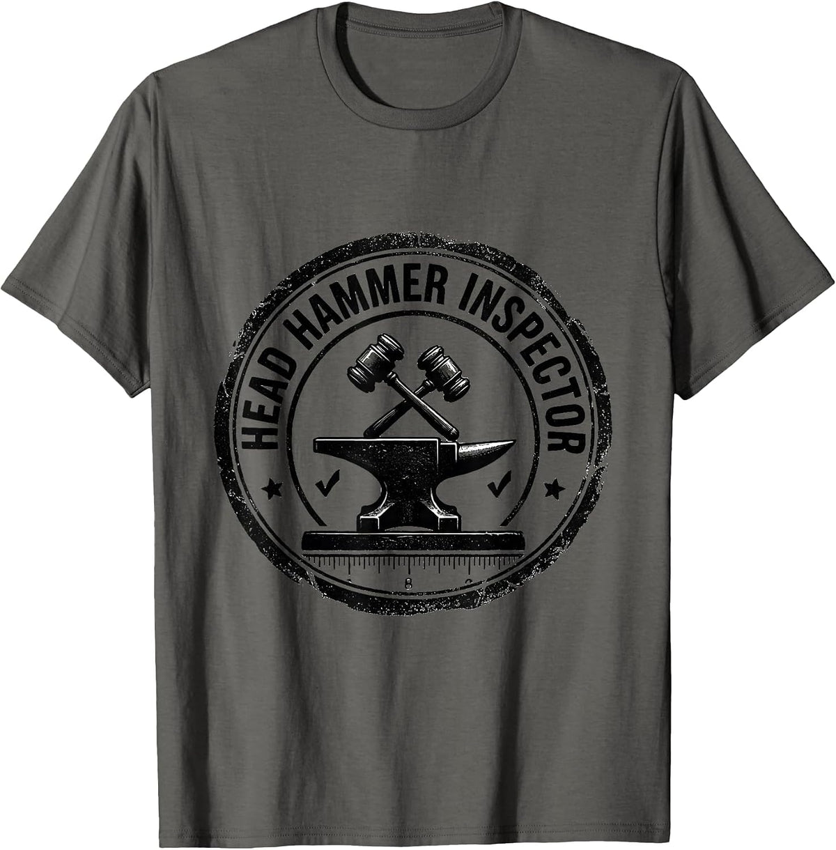 Men's Head Hammer Inspector Funny Blacksmith Forge Hobbyist Gift T-Shirt - Asphalt Grey