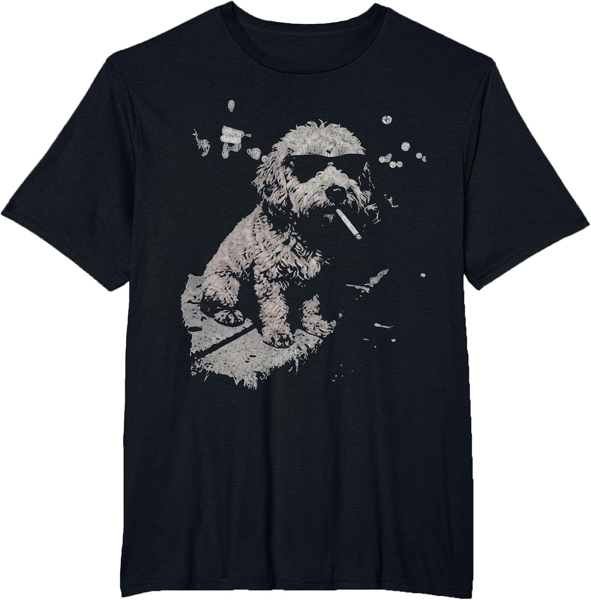 Dog Smoking Cigarette Funny Goldendoodle Meme T-Shirt - Black