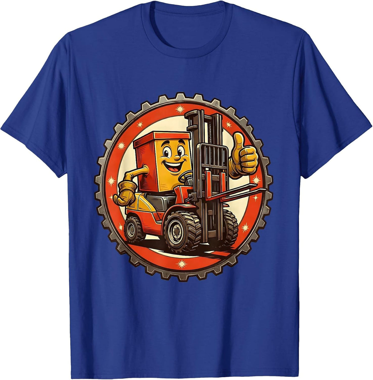Labor Day Forklift Warehouse Silhouette Graphic T-Shirt - Royal Blue
