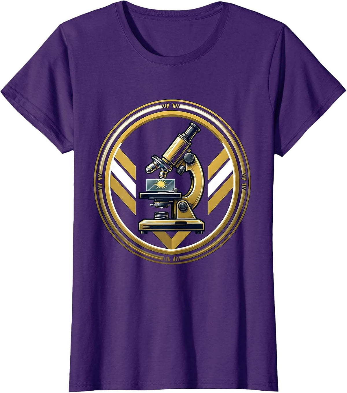 Women's Glowing Microscope Slide Science Illustration T-Shirt - Purple