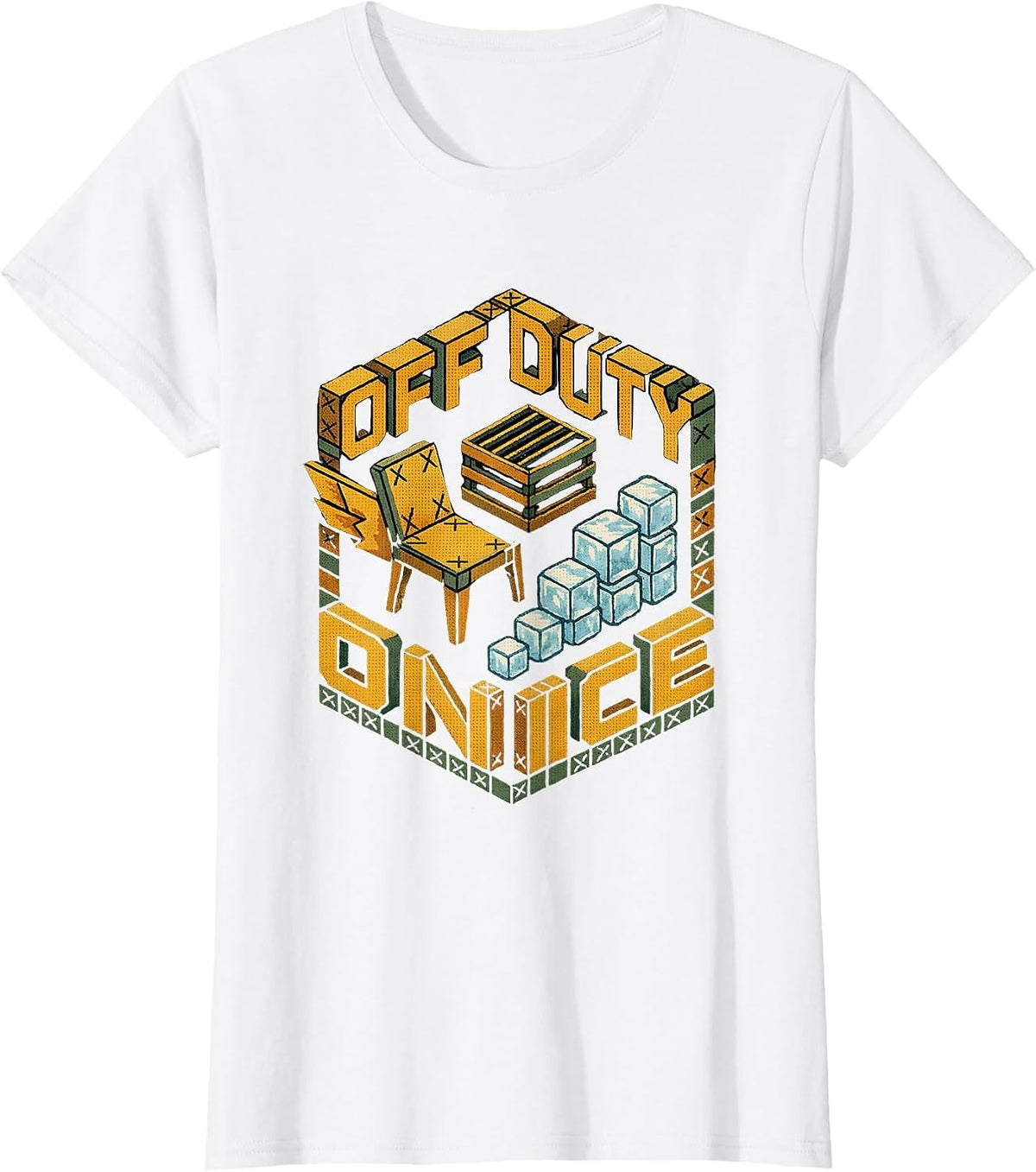 Off Duty On Ice Cross Stitch Sampler Grill Humor T-Shirt - White