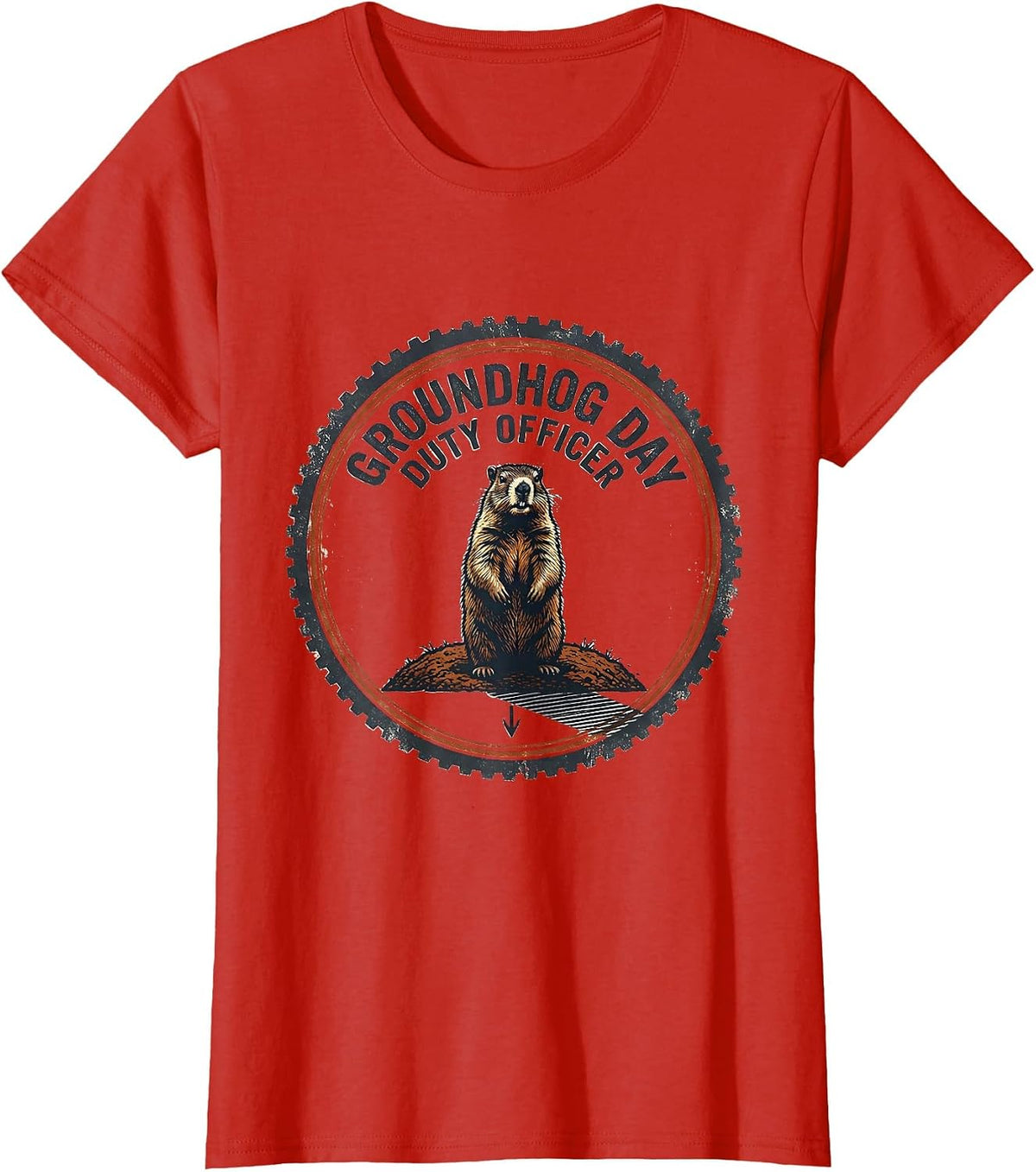 Women's Groundhog Day Duty Officer Vintage Funny Groundhog Day Gift T-Shirt - Red
