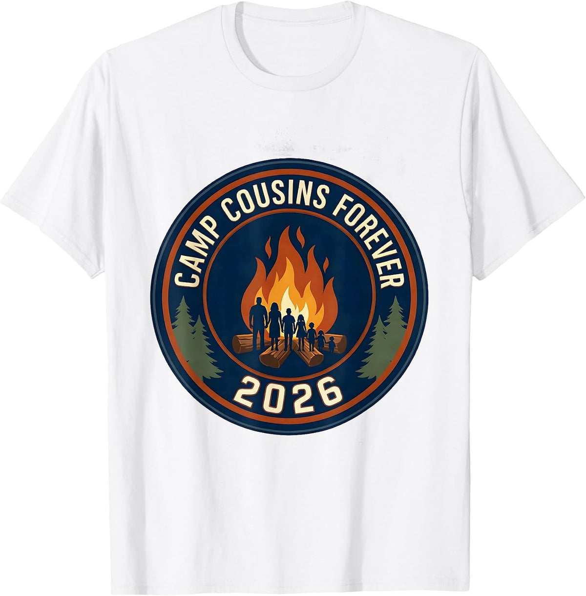 Men's Camp Cousins Forever Family Matching Camping Crew 2026 T-Shirt - White