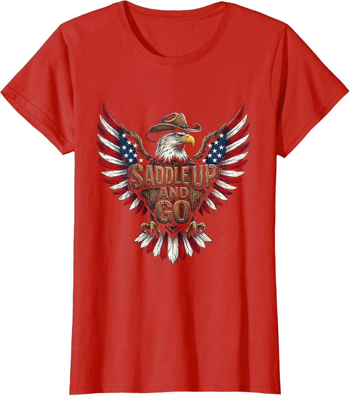 Saddle Up and Go Western Cowboy Design T-Shirt - Red