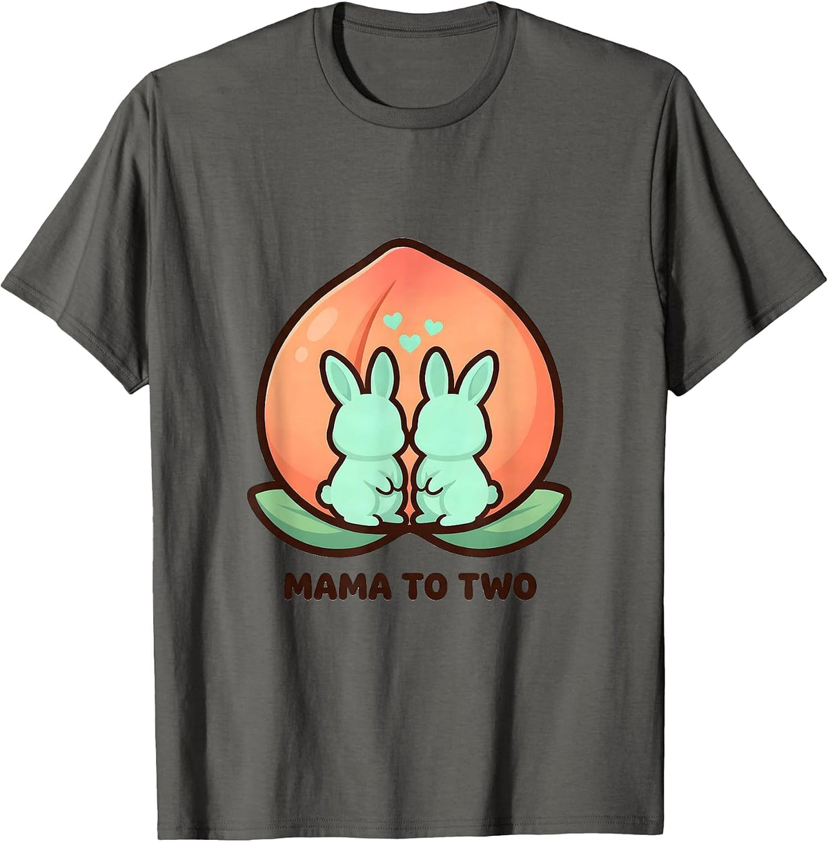 Men's Mama to Two Cute Kawaii Twin Pregnancy Announcement T-Shirt - Asphalt Grey