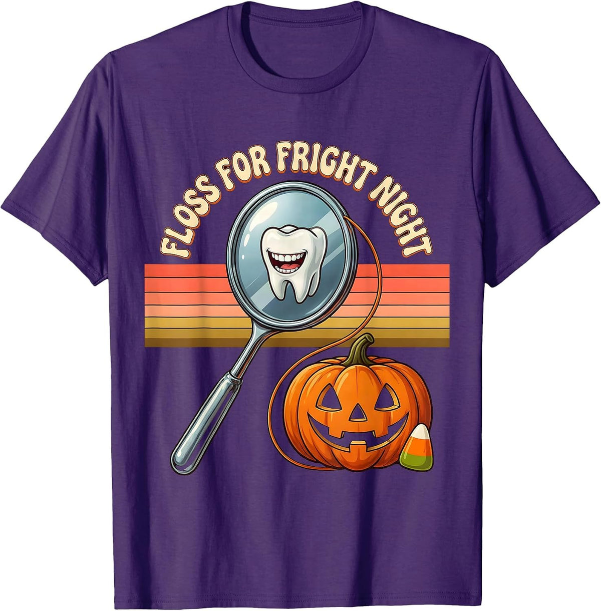 Floss For Fright Night Retro Dental Halloween Costume T-Shirt - Purple