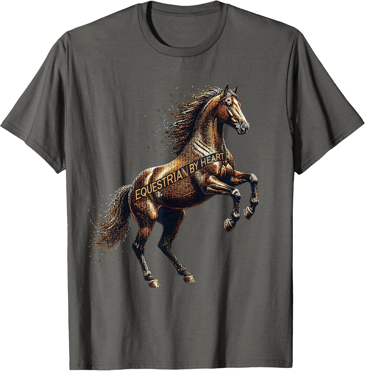 Equestrian By Heart Horse Lover Design T-Shirt - Asphalt Grey
