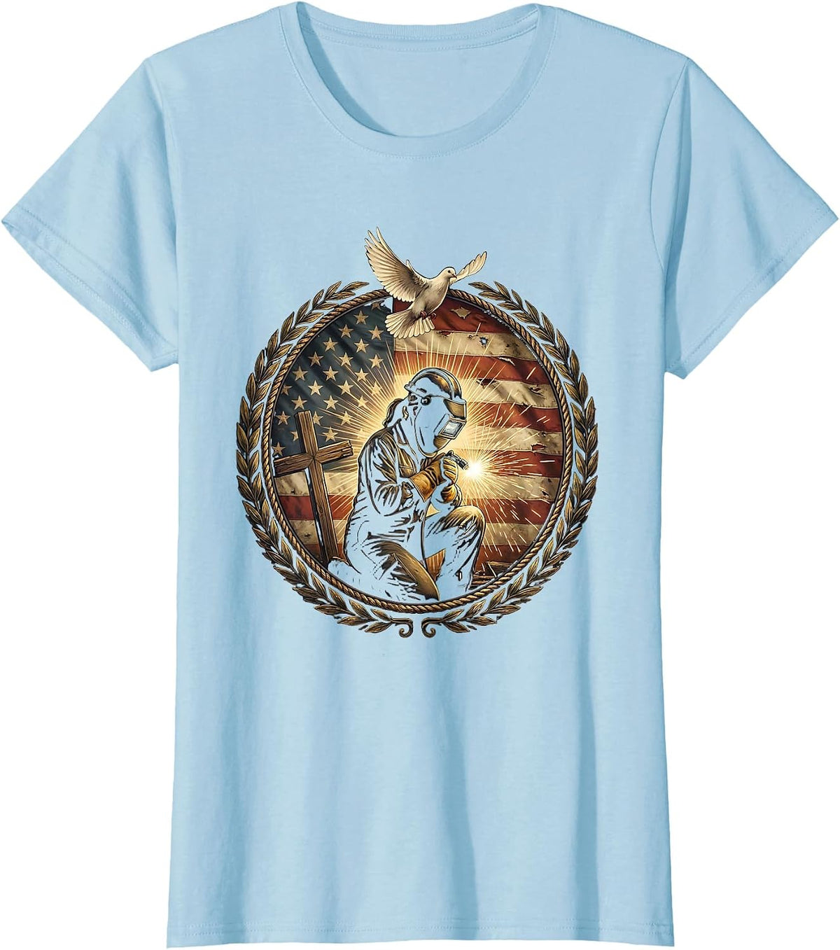 We The People Welder Graphic Tee T-Shirt - Baby Blue