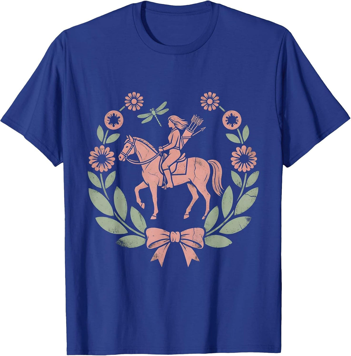 Horseback Archer Western Cowboy Riding Graphic T-Shirt - Royal Blue