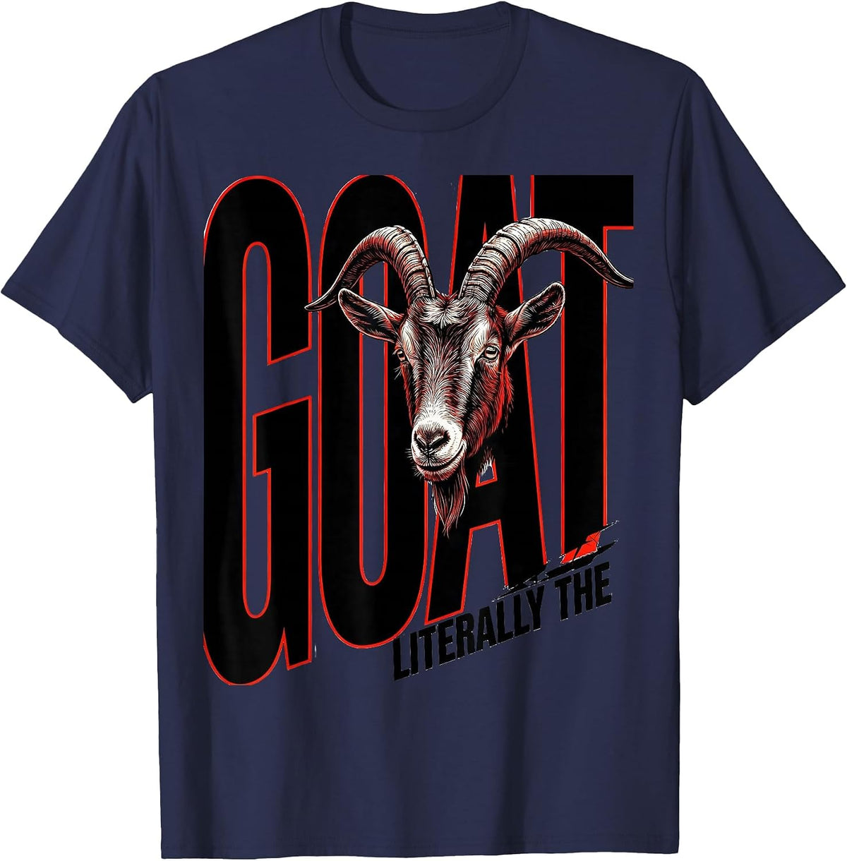 Literally The Goat New Wave Typography Minimalist Goat Lover T-Shirt - Navy Blue