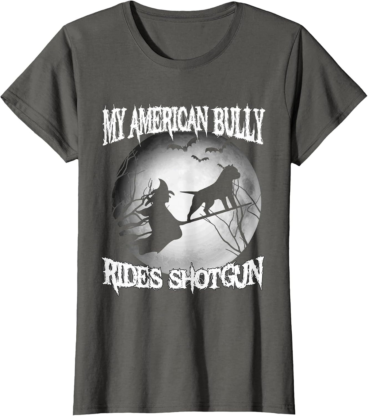 My American Bully Rides Shotgun Halloween Shirt T-Shirt - Asphalt Grey