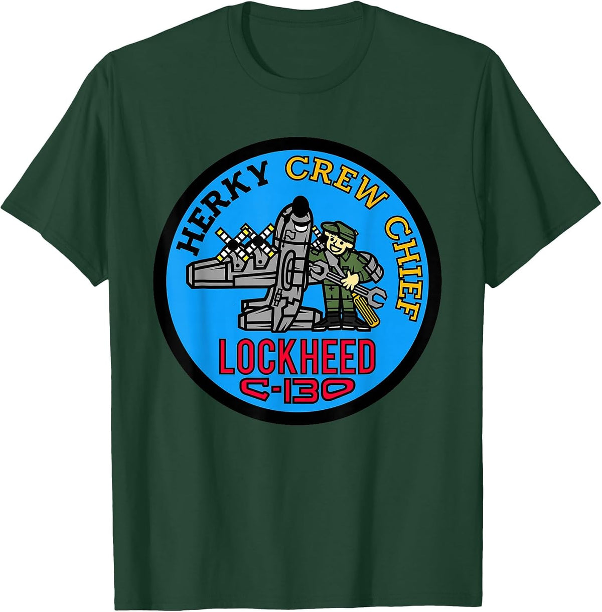 C-130 Hercules Crew Chief Tee T-Shirt - Dark Green