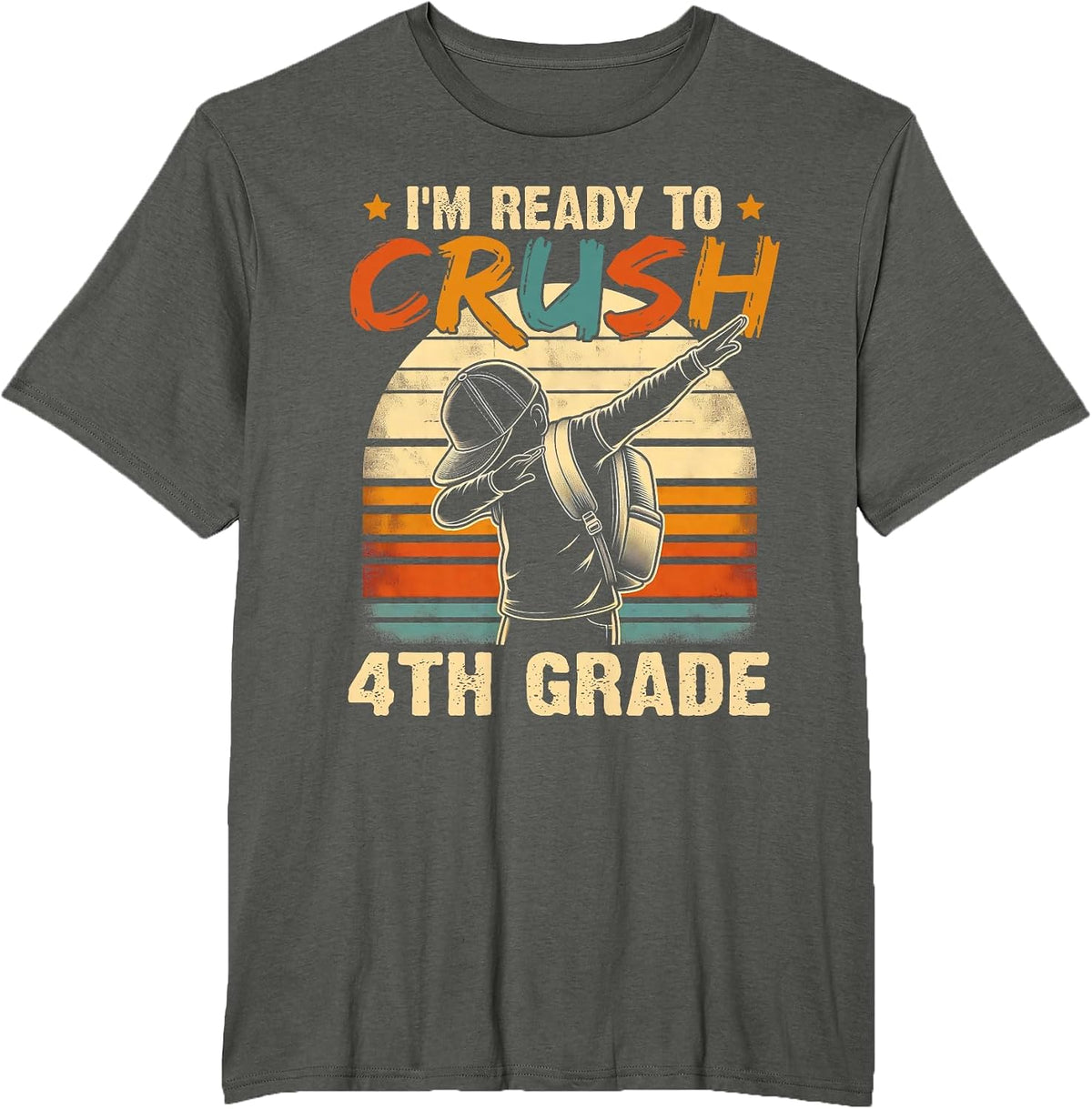 Ready to Crush 4th Grade Back to School Dabbing Boys Kids T-Shirt - Asphalt Grey