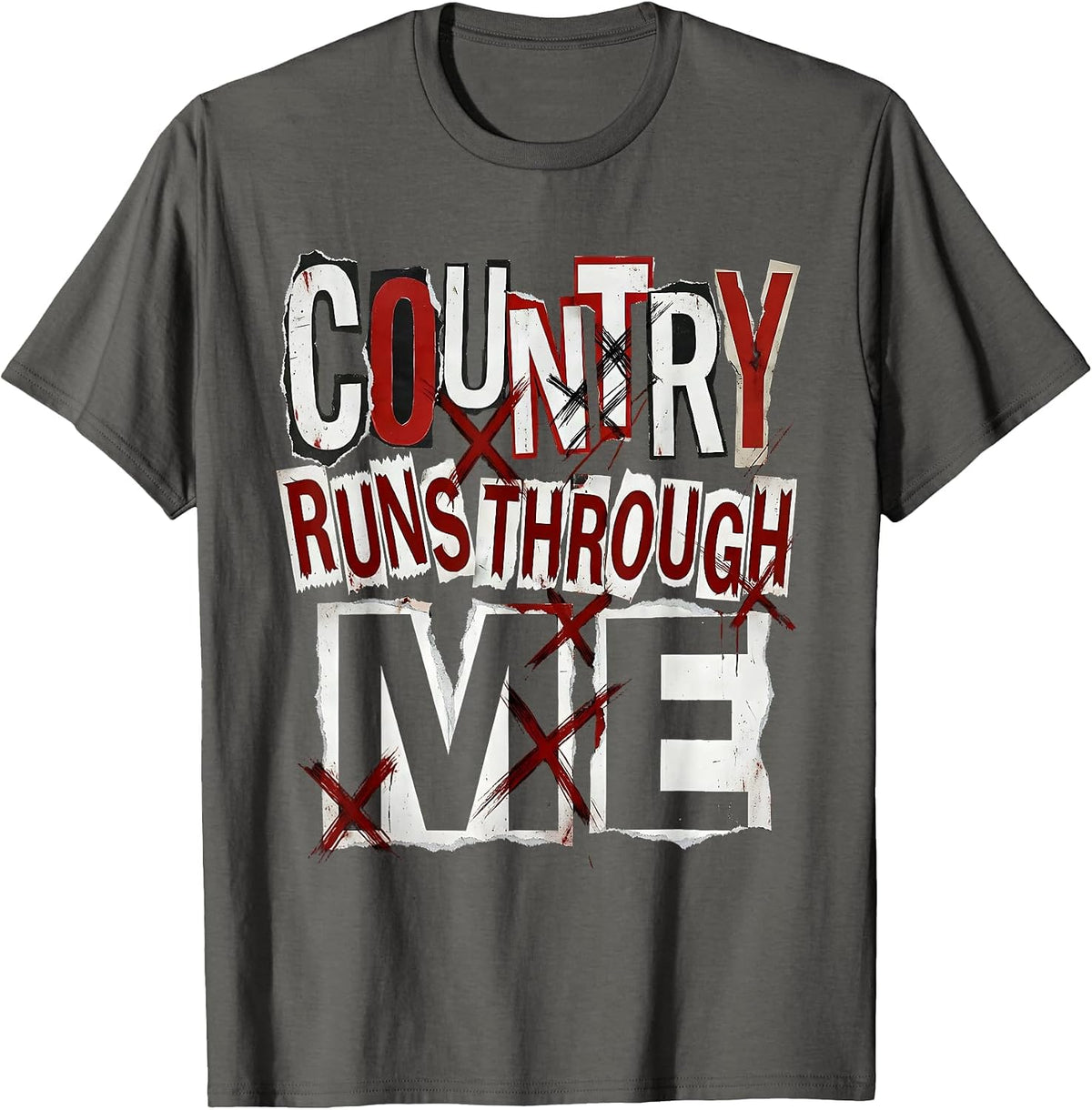 Men's Country Runs Through Me Cowgirl Design T-Shirt - Asphalt Grey