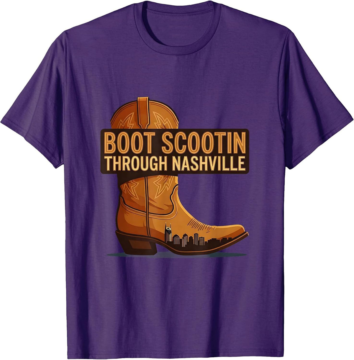 Boot Scootin Through Nashville Graphic Design T-Shirt - Purple