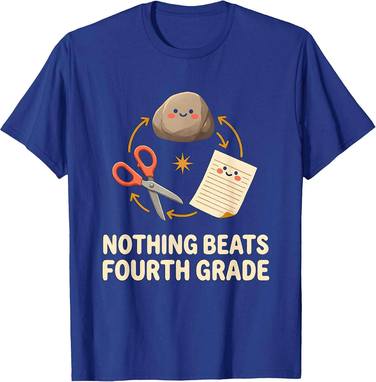 Men's Nothing Beats Fourth Grade Back to School Rock Paper T-Shirt - Royal Blue