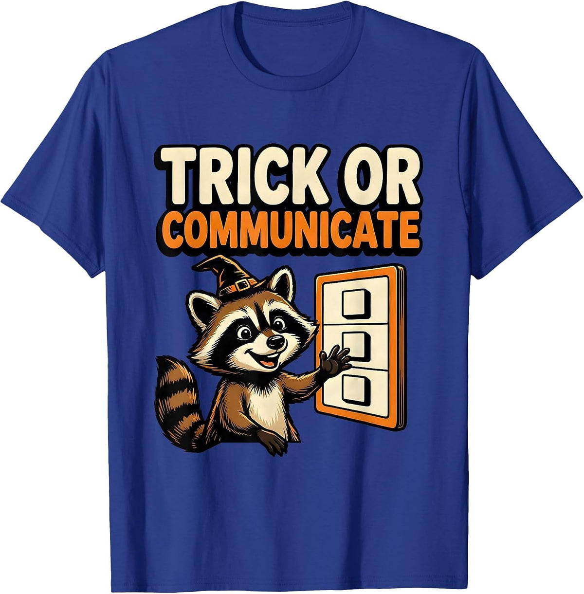 Trick Or Communicate Cartoon Halloween Speech Therapy SLP T-Shirt - Royal Blue