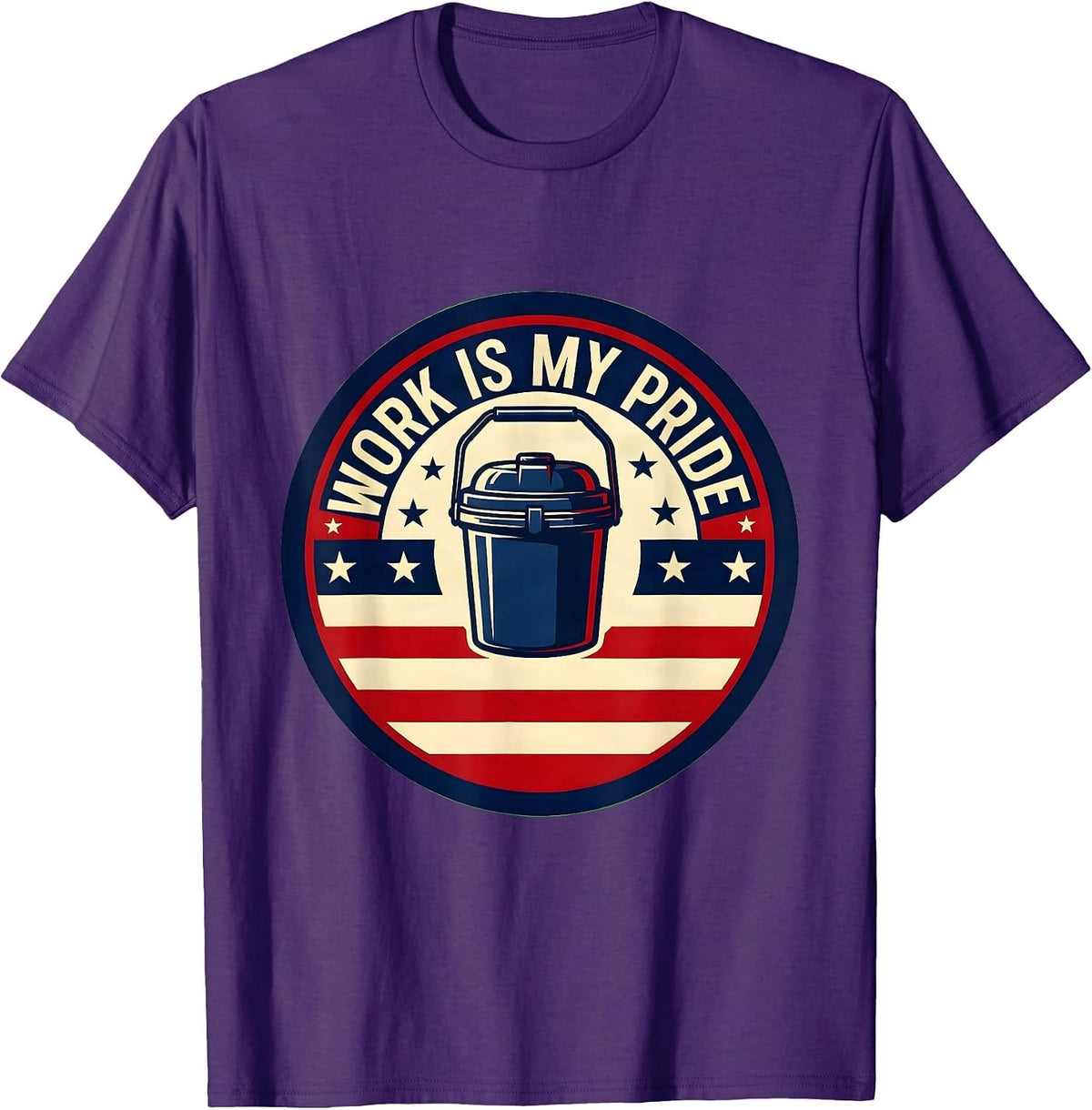 Work Is My Pride Patriotic Union Worker Labor Day T-Shirt - Purple