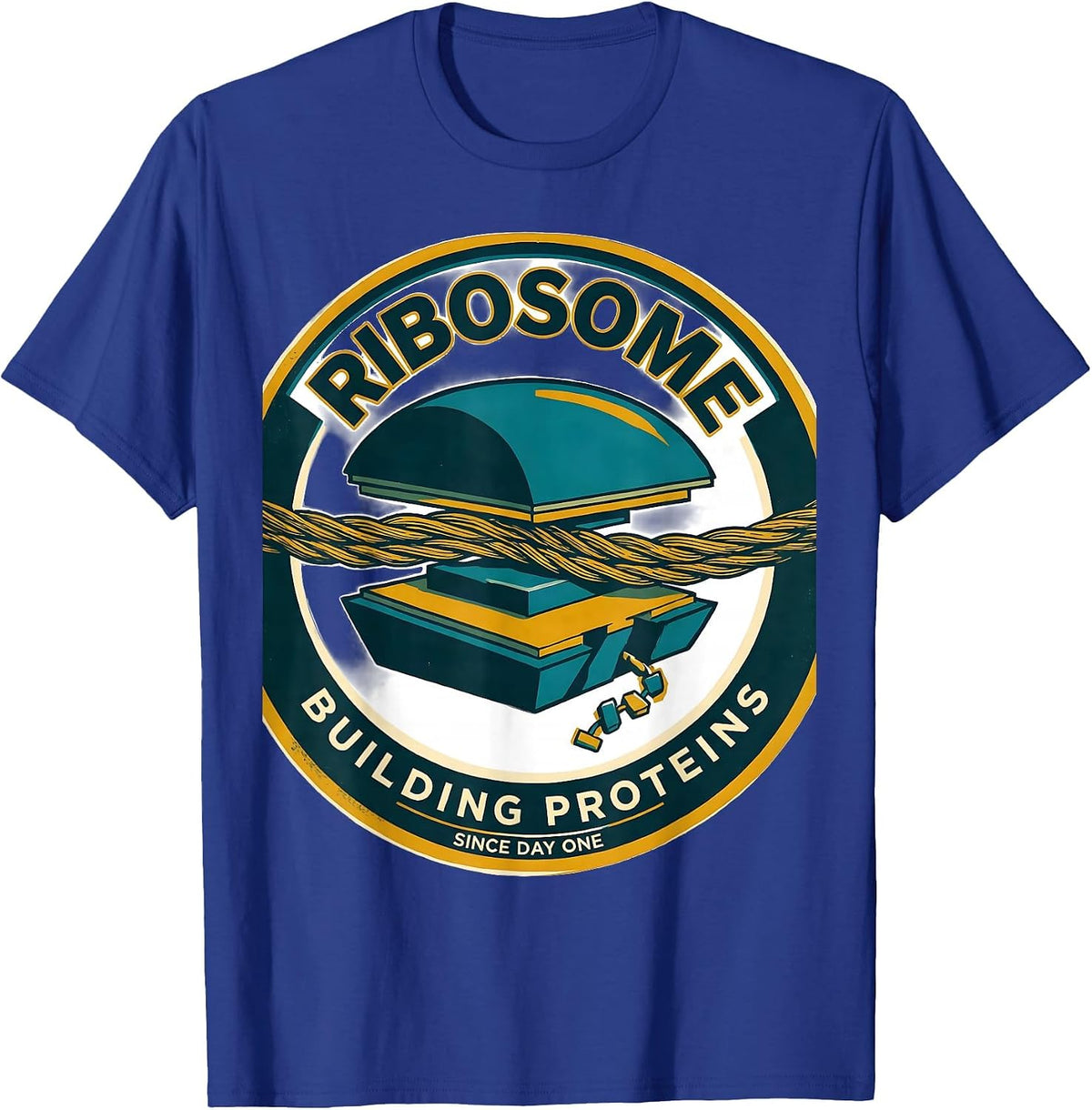 Men's Ribosome Building Proteins Since Day One Science Nerd T-Shirt - Royal Blue