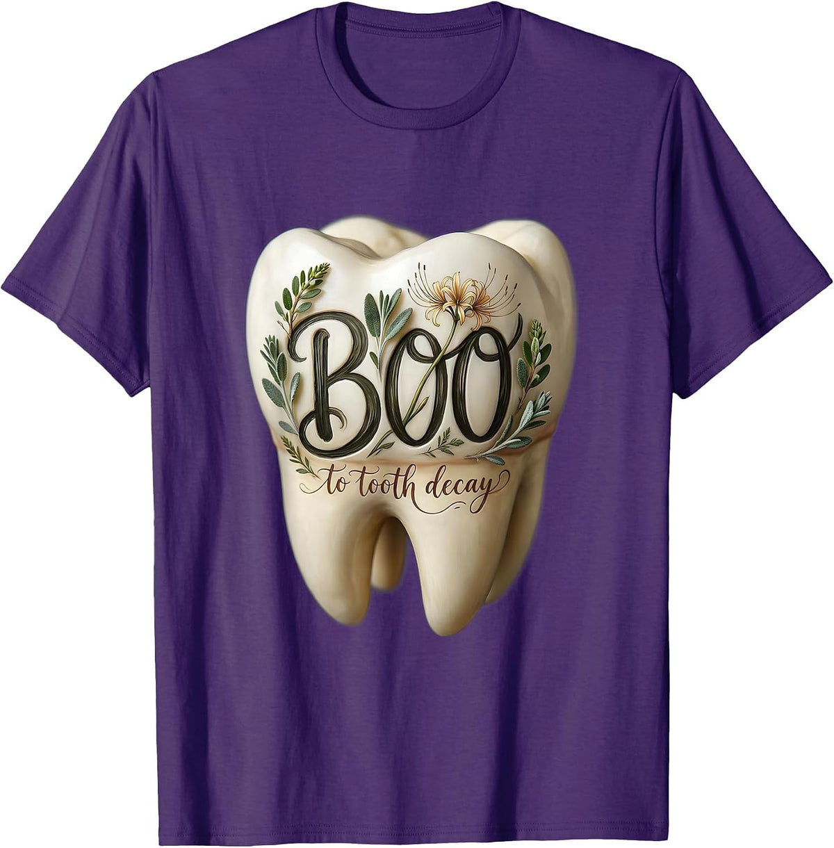 Boo to Tooth Decay Dental Halloween Design T-Shirt - Purple