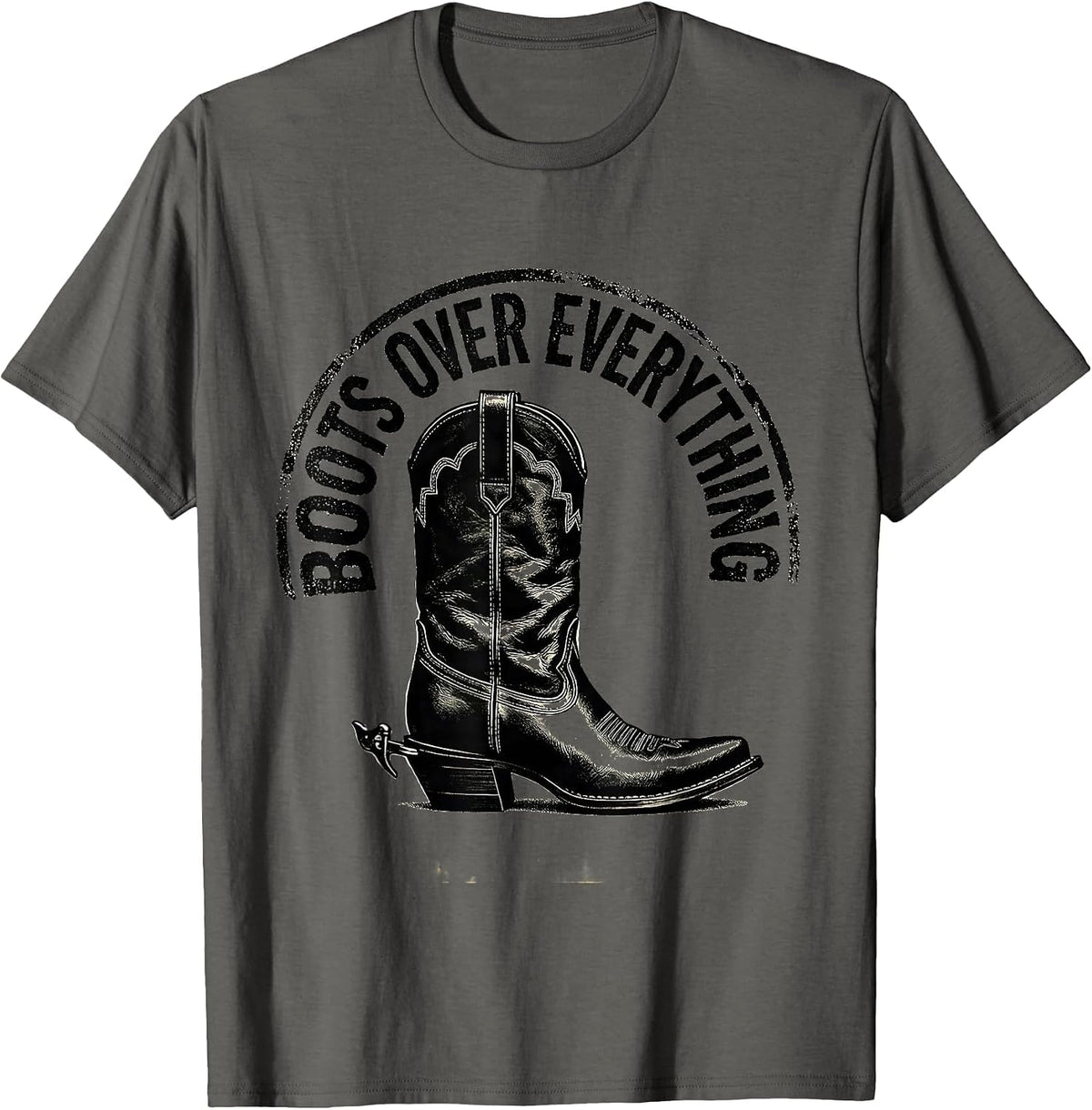 Boots Over Everything Western Design T-Shirt - Asphalt Grey
