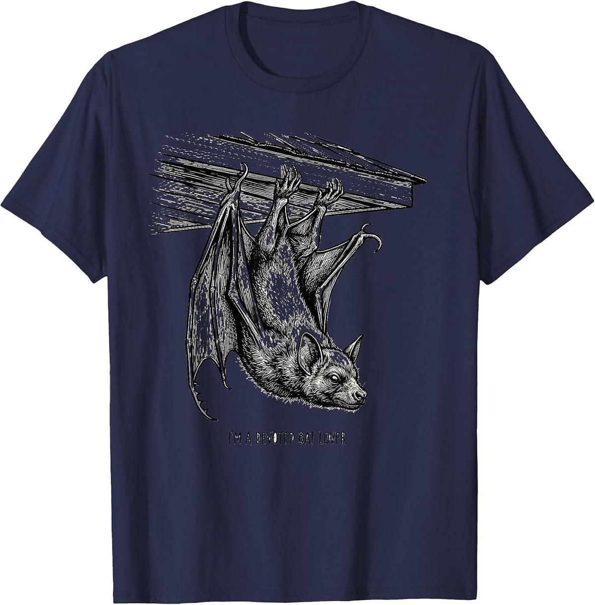 Men's I'm A Devoted Bat Lover Funny Bat Enthusiast Wildlife T-Shirt - Navy Blue