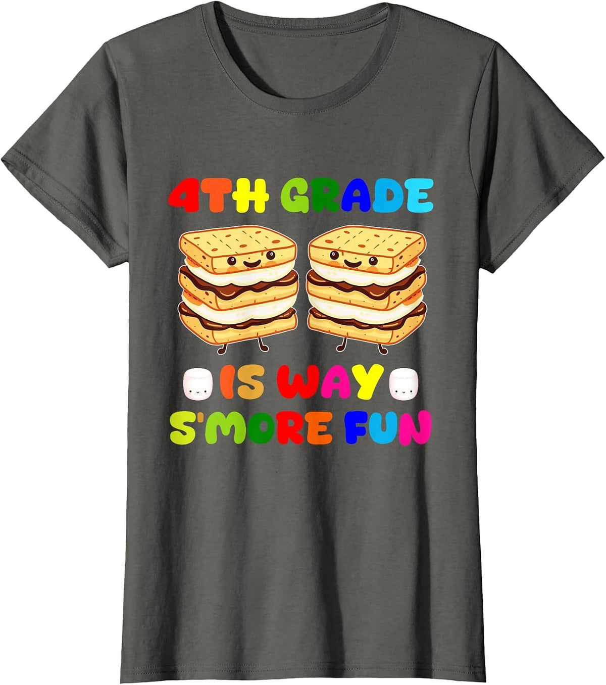 4th Grade is Way S'More Fun Marshmallow Back to School Kids T-Shirt - Asphalt Grey